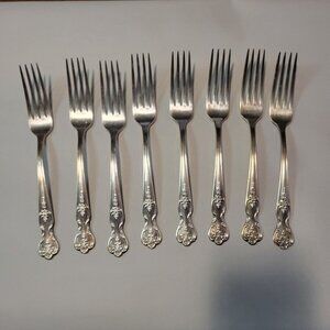 Vtg Wm. Rogers Inspiration-Magnolia Silverplate Set of 8 Dinner Forks